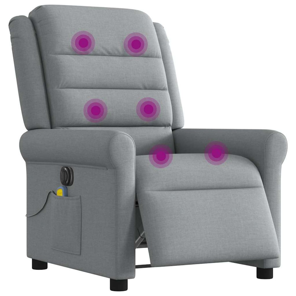 vidaXL Fotoliu electric de masaj rabatabil, gri deschis, microfibră
