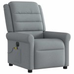 vidaXL Fotoliu electric de masaj rabatabil, gri deschis, microfibră