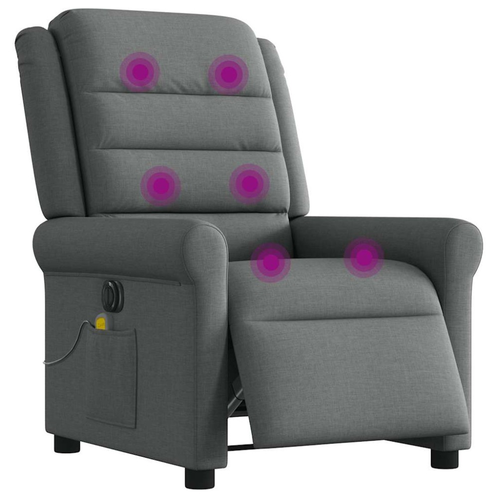 vidaXL Fotoliu electric de masaj rabatabil, gri închis, textil
