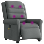 vidaXL Fotoliu electric de masaj rabatabil, gri închis, textil