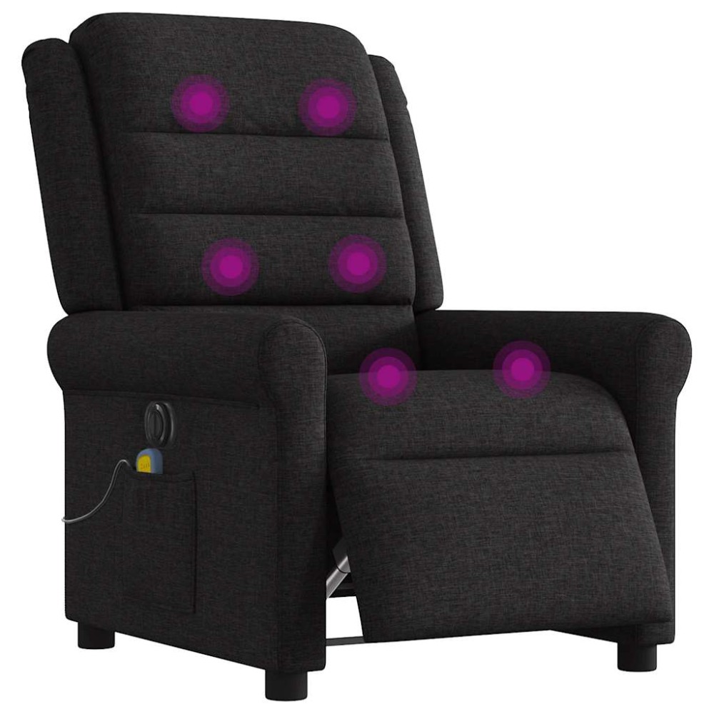 vidaXL Fotoliu electric de masaj rabatabil, negru, textil