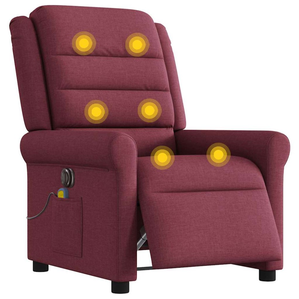 vidaXL Fotoliu electric de masaj rabatabil, roșu vin, textil