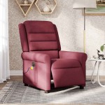 vidaXL Fotoliu electric de masaj rabatabil, roșu vin, textil vidaXL Fotoliu electric de masaj rabatabil, roșu vin, textil