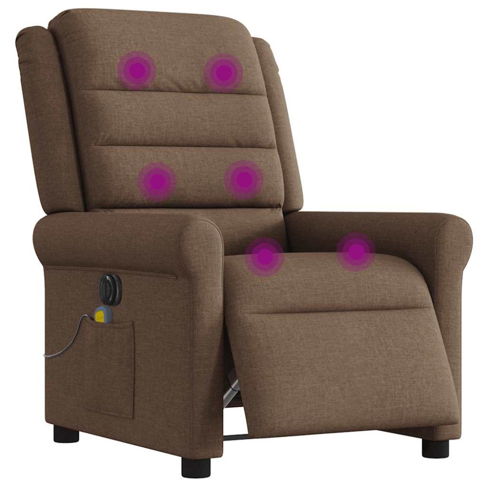 vidaXL Fotoliu electric de masaj rabatabil, maro, textil