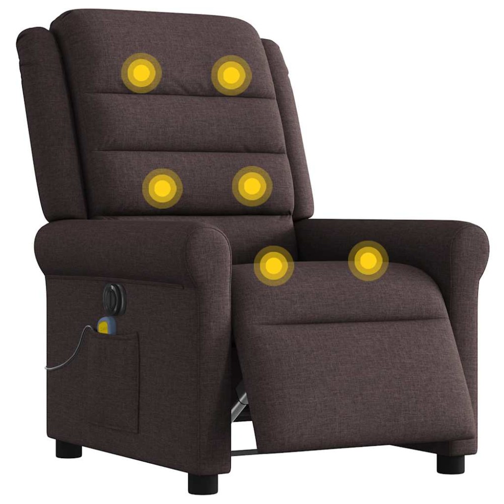 vidaXL Fotoliu electric de masaj rabatabil, maro închis, textil