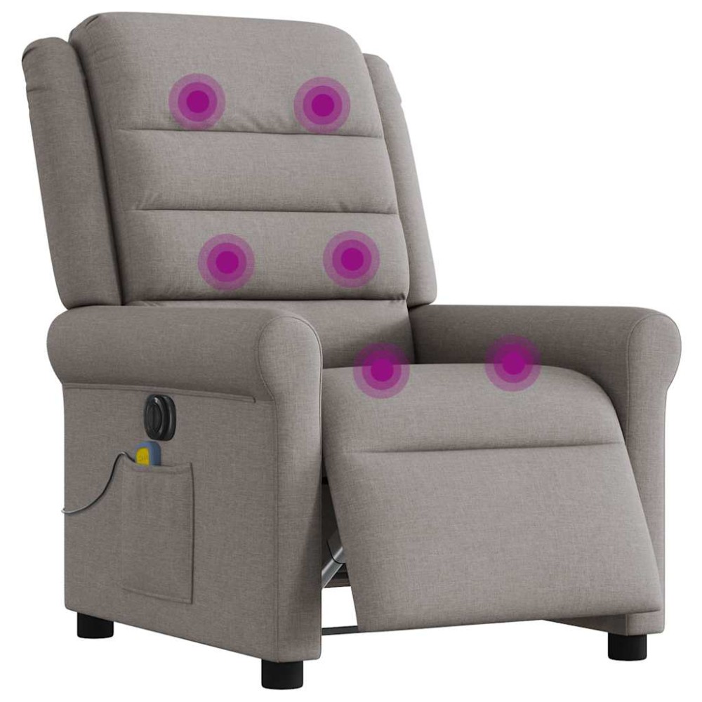 vidaXL Fotoliu electric de masaj rabatabil, gri taupe, textil