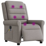 vidaXL Fotoliu electric de masaj rabatabil, gri taupe, textil