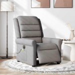 vidaXL Fotoliu electric de masaj rabatabil, gri taupe, textil