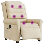 vidaXL Fotoliu electric de masaj rabatabil, crem, textil