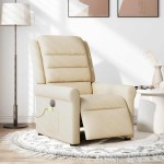vidaXL Fotoliu electric de masaj rabatabil, crem, textil
