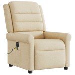 vidaXL Fotoliu electric de masaj rabatabil, crem, textil
