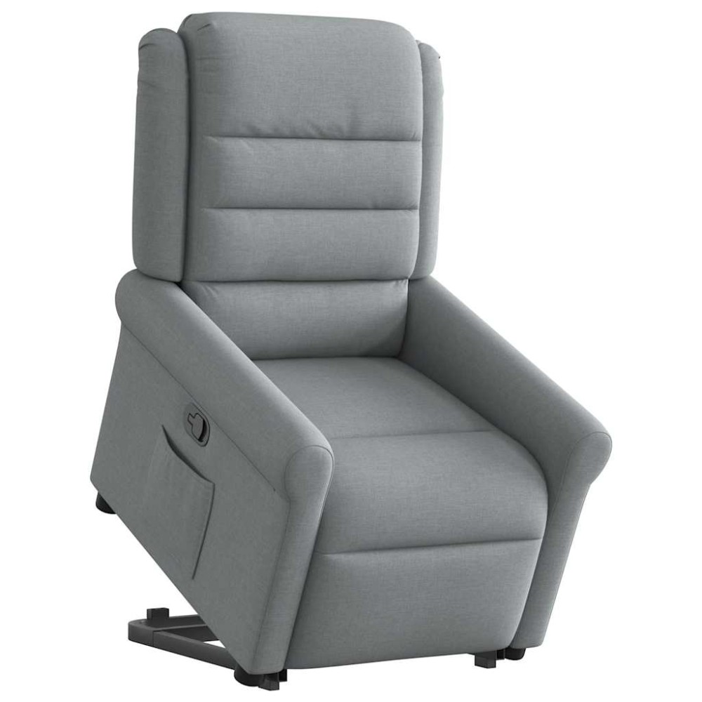 vidaXL Fotoliu rabatabil cu ridicare, gri deschis, material textil