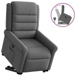 vidaXL Fotoliu rabatabil cu ridicare pe verticală, gri închis, textil vidaXL Fotoliu rabatabil cu ridicare pe verticală, gri închis, textil