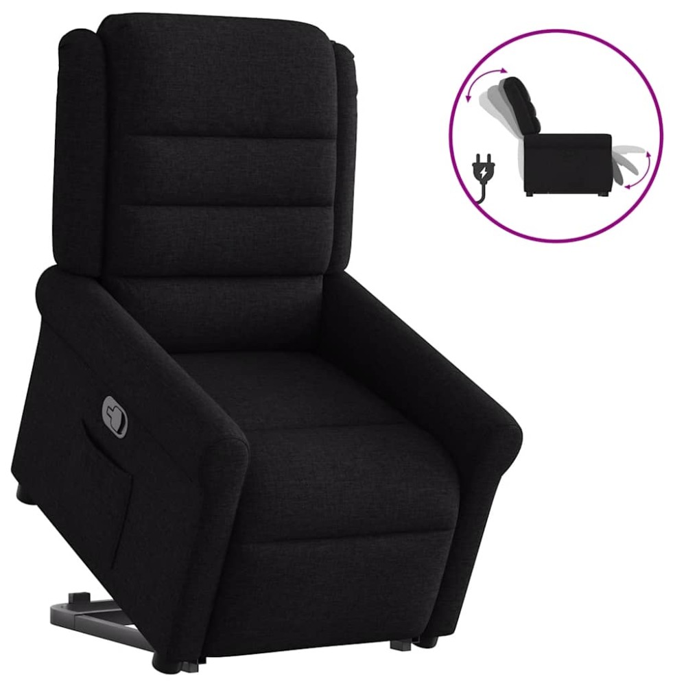 vidaXL Fotoliu rabatabil cu ridicare pe verticală, negru, textil