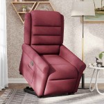 vidaXL Fotoliu rabatabil cu ridicare, roșu vin, material textil