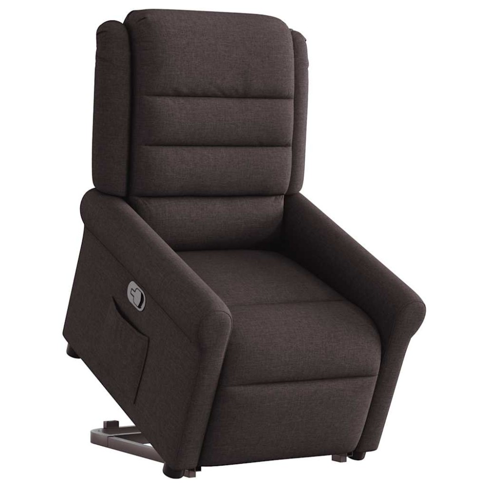 vidaXL Fotoliu rabatabil cu ridicare pe verticală, maro închis, textil