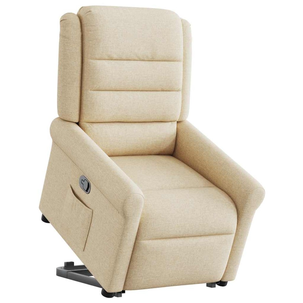 vidaXL Fotoliu rabatabil cu ridicare pe verticală, crem, textil
