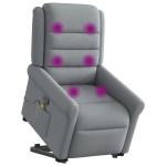 vidaXL Fotoliu de masaj rabatabil cu ridicare, gri deschis, textil vidaXL Fotoliu de masaj rabatabil cu ridicare, gri deschis, textil