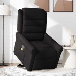 vidaXL Fotoliu rabatabil de masaj, cu ridicare, negru, material textil