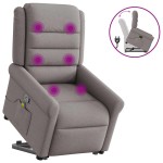 vidaXL Fotoliu rabatabil de masaj cu ridicare, gri taupe, textil