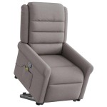 vidaXL Fotoliu rabatabil de masaj cu ridicare, gri taupe, textil