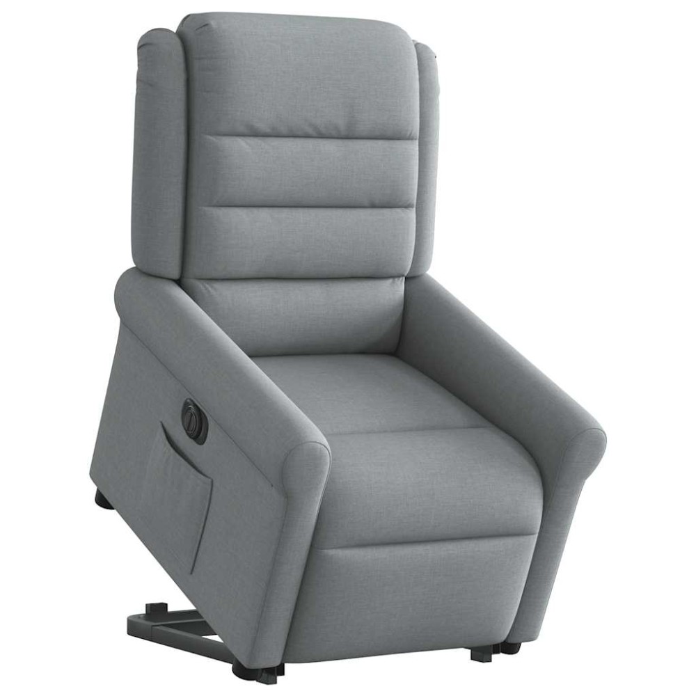 vidaXL Fotoliu electric rabatabil cu ridicare, gri deschis, textil