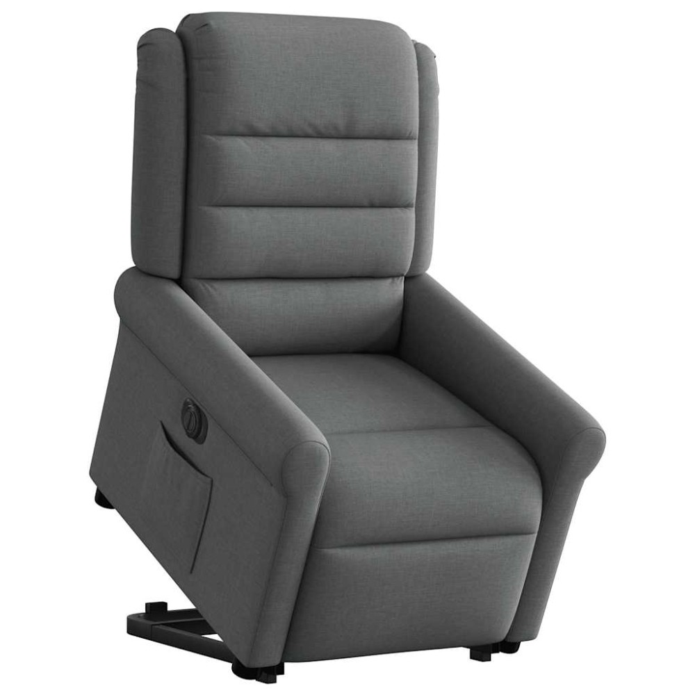 vidaXL Fotoliu electric rabatabil cu ridicare, gri închis, textil