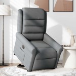 vidaXL Fotoliu electric rabatabil cu ridicare, gri închis, textil