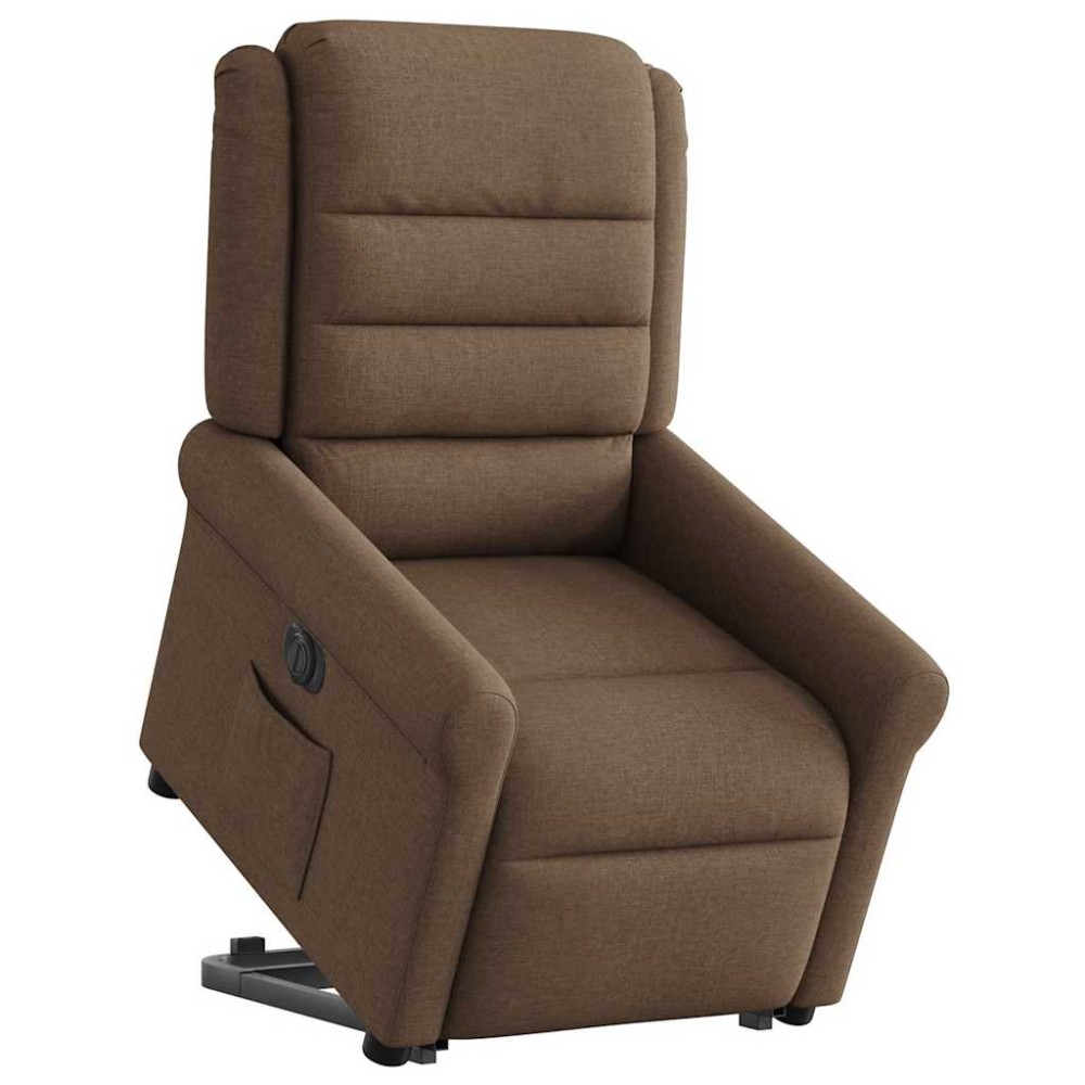 vidaXL Fotoliu electric rabatabil cu ridicare, maro, textil