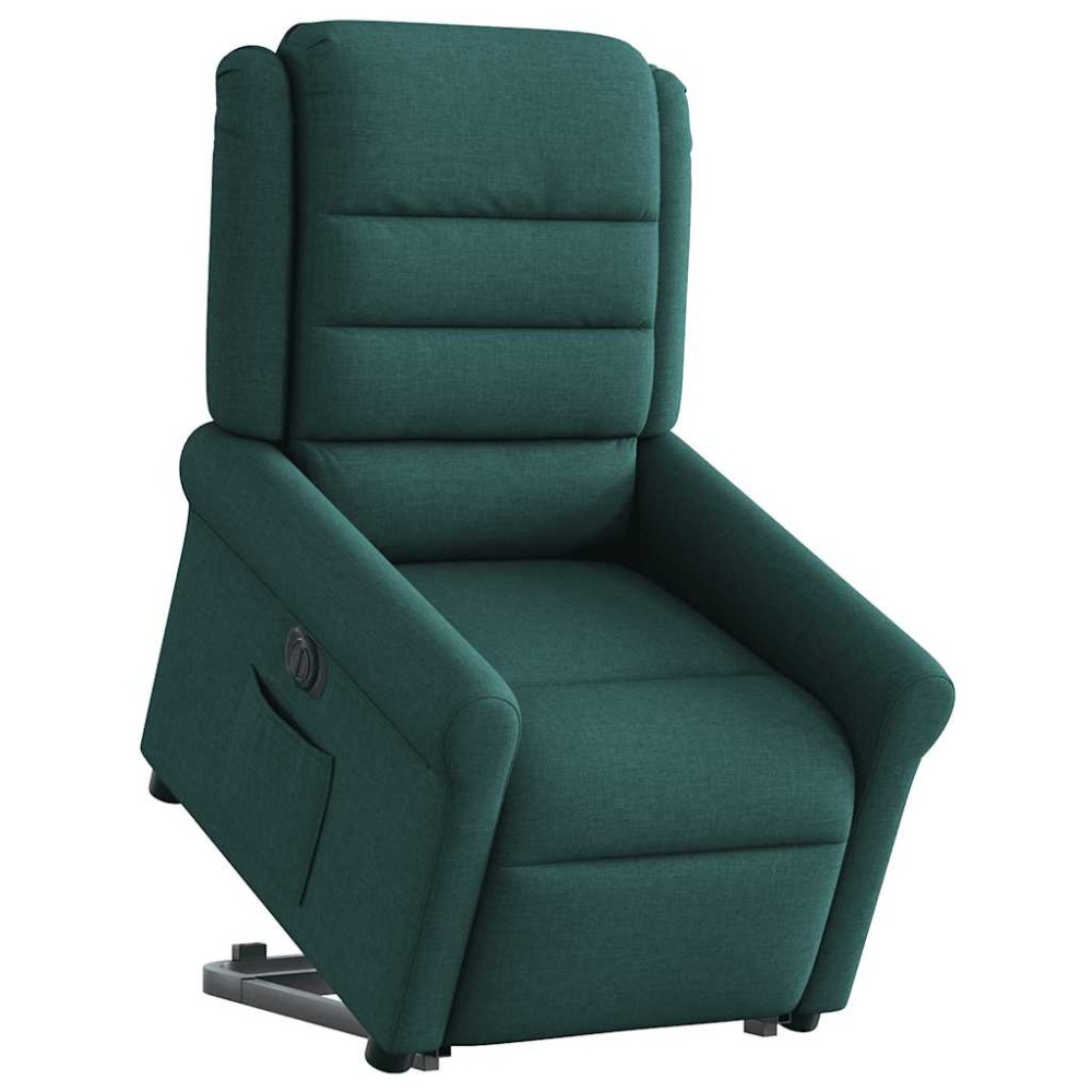 vidaXL Fotoliu electric rabatabil cu ridicare, verde închis, textil