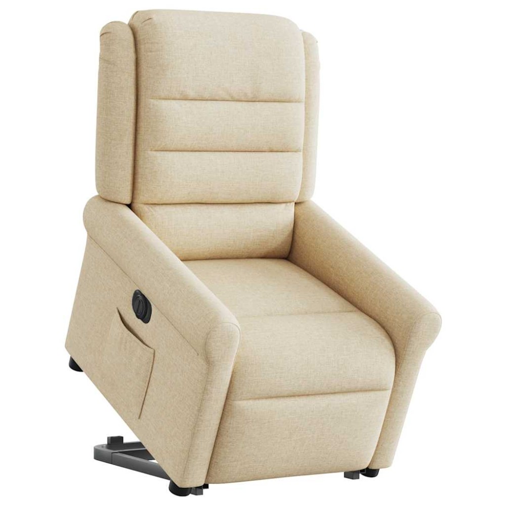vidaXL Fotoliu electric rabatabil cu ridicare, crem, textil
