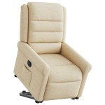 vidaXL Fotoliu electric rabatabil cu ridicare, crem, textil