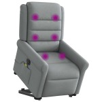 vidaXL Fotoliu electric masaj rabatabil cu ridicare, gri închis textil