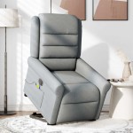 vidaXL Fotoliu electric masaj rabatabil cu ridicare, gri închis textil