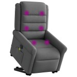 vidaXL Fotoliu electric masaj rabatabil cu ridicare, gri închis textil