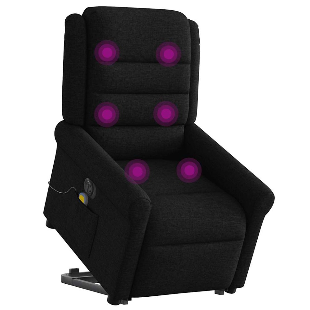 vidaXL Fotoliu electric de masaj rabatabil cu ridicare, negru, textil