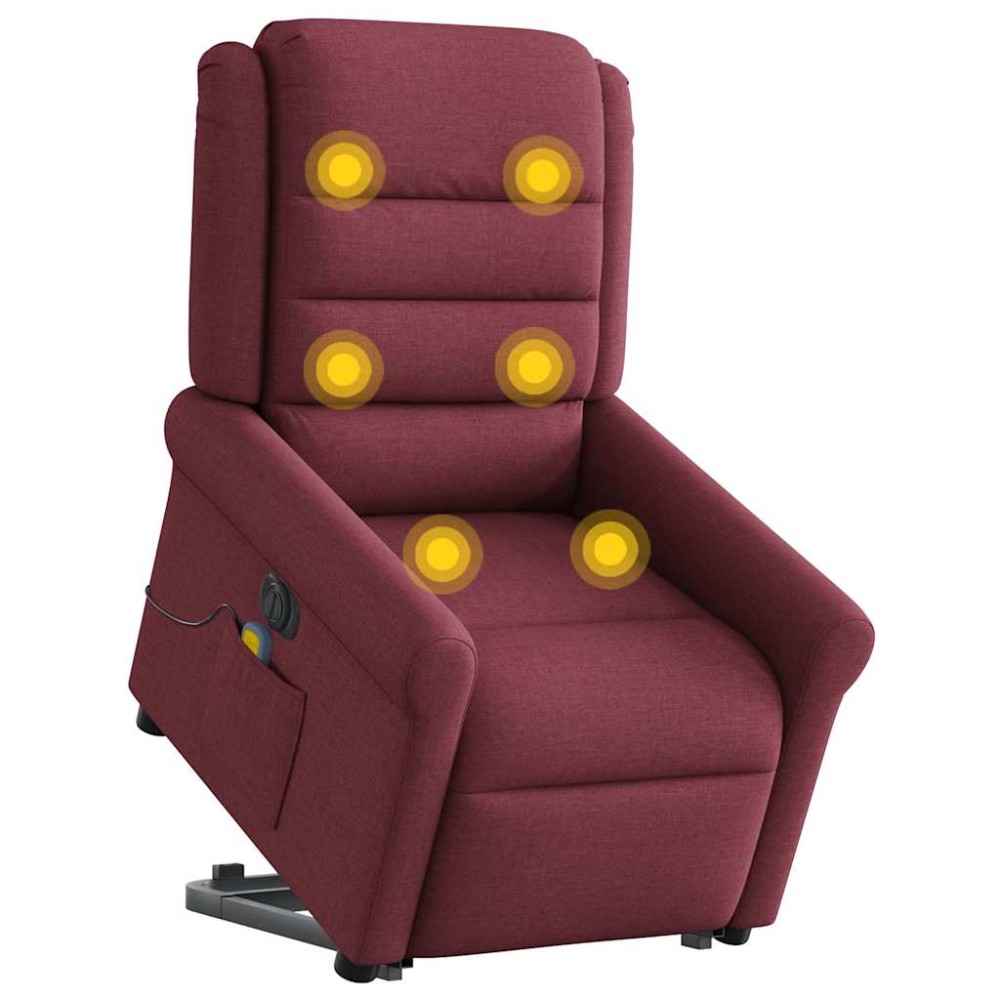 vidaXL Fotoliu de masaj electric rabatabil cu ridicare roșu vin textil