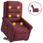 vidaXL Fotoliu de masaj electric rabatabil cu ridicare roșu vin textil vidaXL Fotoliu de masaj electric rabatabil cu ridicare roșu vin textil