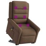 vidaXL Fotoliu electric de masaj rabatabil cu ridicare, maro, textil