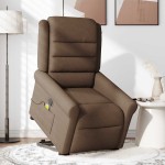 vidaXL Fotoliu electric de masaj rabatabil cu ridicare, maro, textil