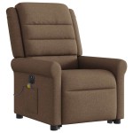vidaXL Fotoliu electric de masaj rabatabil cu ridicare, maro, textil