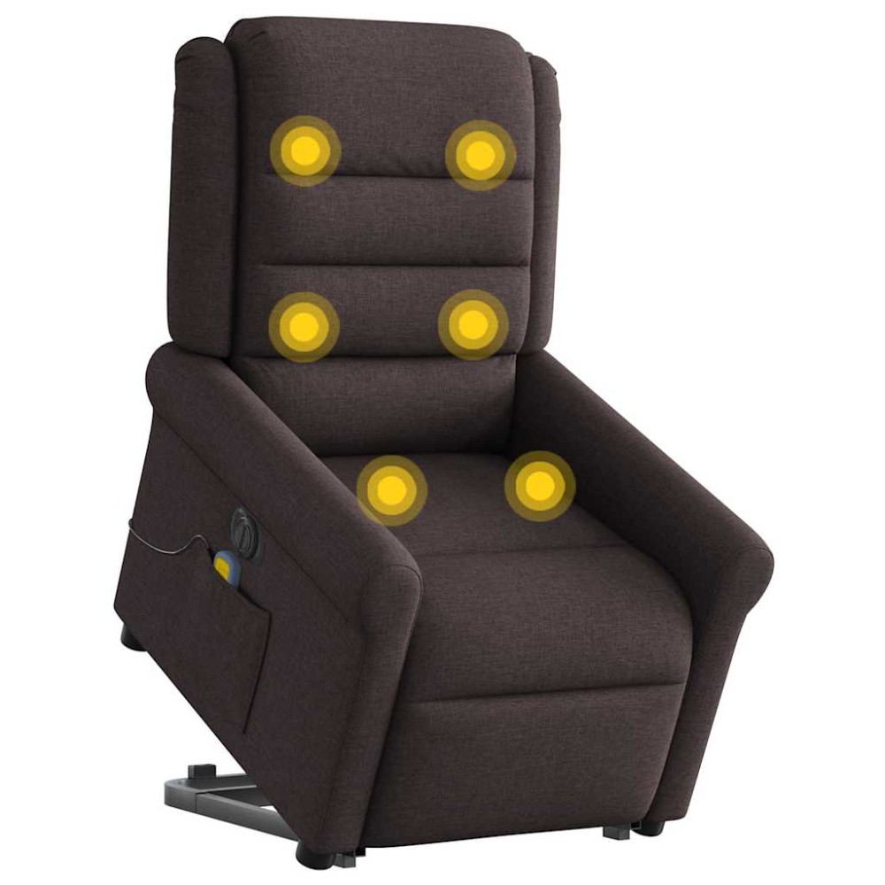 vidaXL Fotoliu electric masaj rabatabil cu ridicare maro închis textil