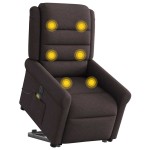 vidaXL Fotoliu electric masaj rabatabil cu ridicare maro închis textil vidaXL Fotoliu electric masaj rabatabil cu ridicare maro închis textil