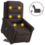 vidaXL Fotoliu electric masaj rabatabil cu ridicare maro închis textil vidaXL Fotoliu electric masaj rabatabil cu ridicare maro închis textil