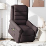 vidaXL Fotoliu electric masaj rabatabil cu ridicare maro închis textil vidaXL Fotoliu electric masaj rabatabil cu ridicare maro închis textil