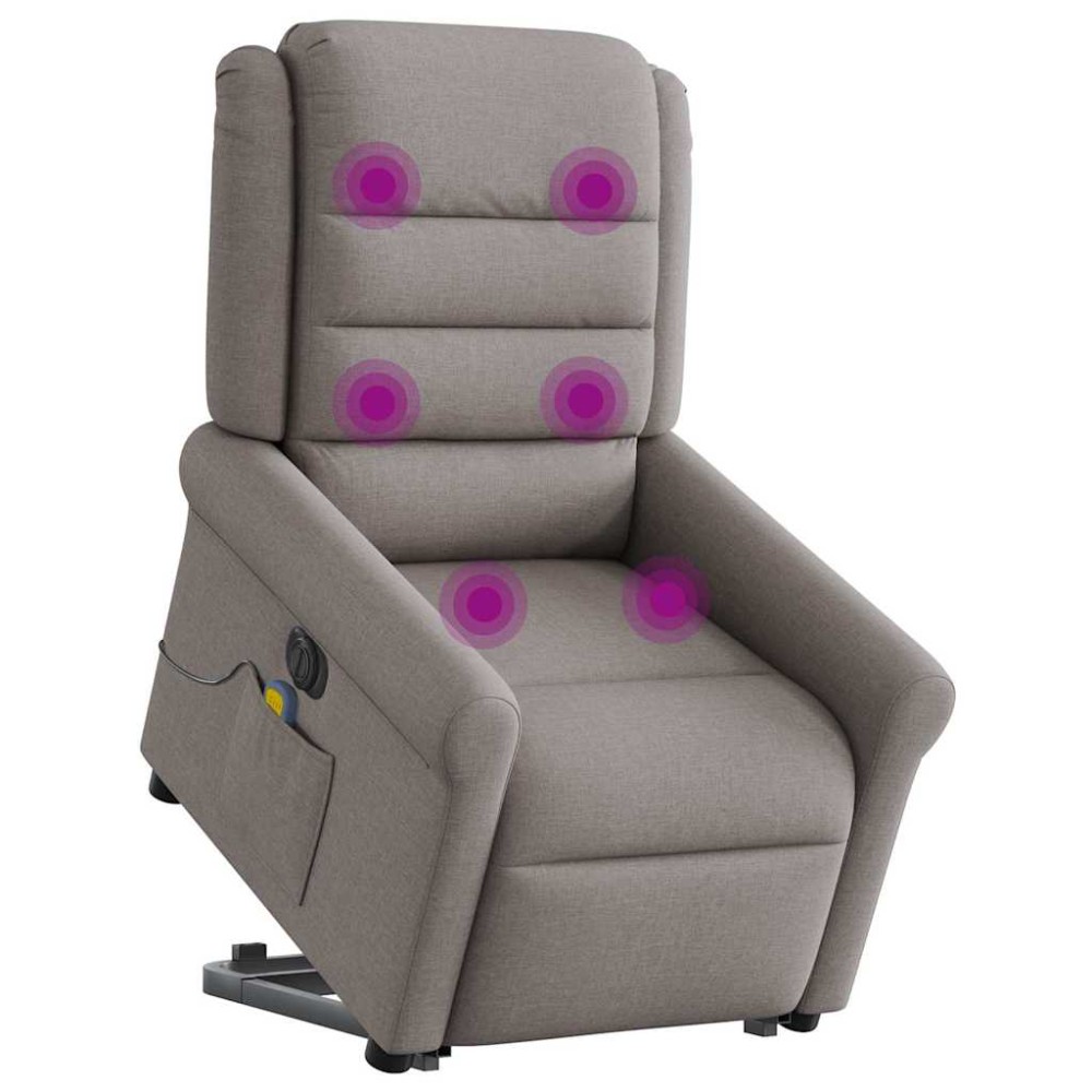 vidaXL Fotoliu electric masaj rabatabil cu ridicare, gri taupe, textil