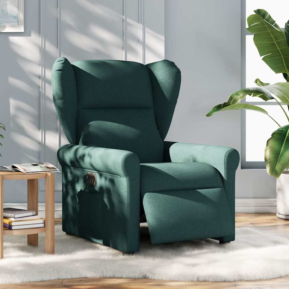 vidaXL Fotoliu rabatabil electric, verde închis, material textil