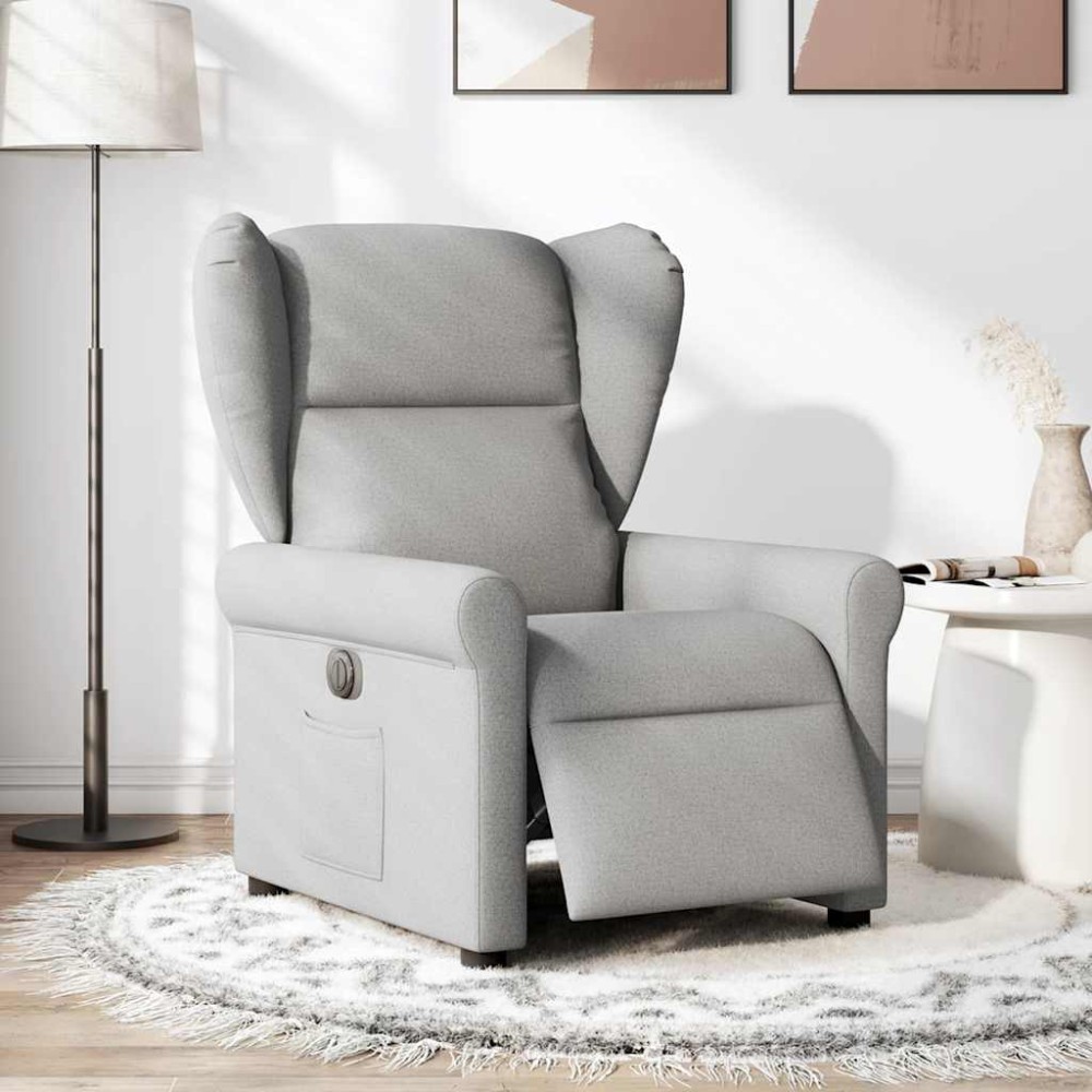 vidaXL Scaun reclinabil electric Cloud Grey Fabric