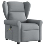 vidaXL Fotoliu electric de masaj rabatabil, gri deschis, microfibră