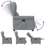 vidaXL Fotoliu electric de masaj rabatabil, gri deschis, microfibră